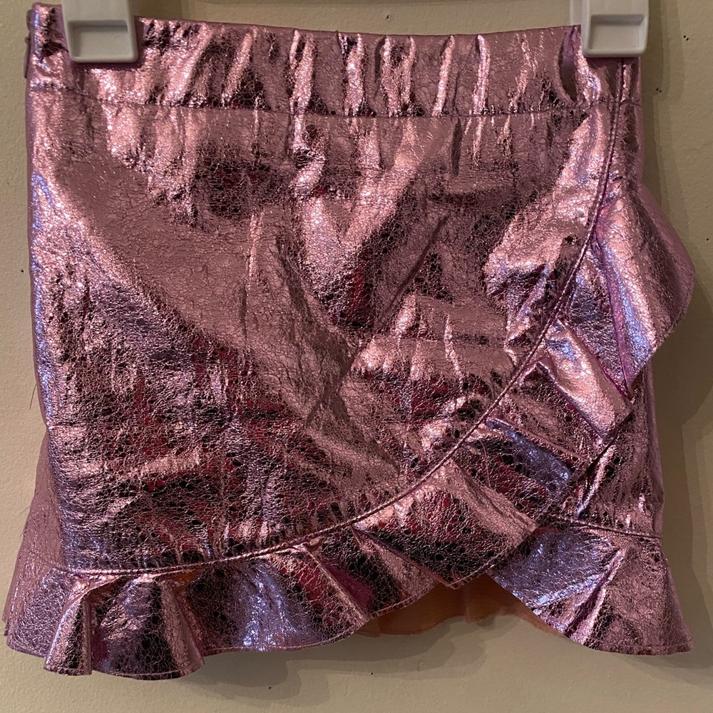 Metallic pink mini skirt